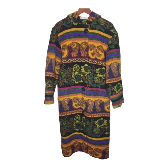 Funky Wool/Cotton Colorful Coat. Size Small. ***See description*** - Picture 2 of 15